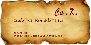 Csáki Kordélia névjegykártya